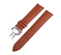 Biannbjx Correa de reloj de repuesto Correa de cuero con hebilla de mariposa de 12mm a 24mm, Marrón, 16mm