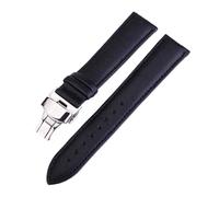 Biannbjx Correa de reloj de repuesto Correa de cuero con hebilla de mariposa de 12mm a 24mm, Negro, 16mm