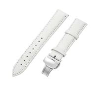 Biannbjx Correas de reloj de cuero 12mm-22mm Reloj universal Correa con hebilla de mariposa Correa con hebilla de acero, Un blanco plateado, 16mm