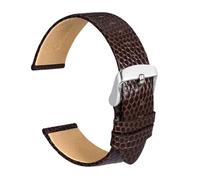 Biannbjx Correas de reloj de cuero de grano de lagarto, repuesto de correa de reloj delgada de 12mm-20mm para mujer, Marrón-plata, 18mm