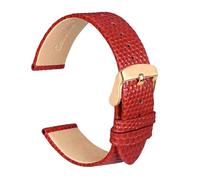 Biannbjx Correas de reloj de cuero de grano de lagarto, repuesto de correa de reloj delgada de 12mm-20mm para mujer, Oro rosa rojo, 14mm