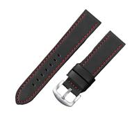 Biannbjx Correas de reloj de cuero para hombre y mujer, accesorios de reloj, reemplazo de correa, 18mm, 20mm, 22mm, 24mm, negro rojo, 22mm