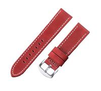 Biannbjx Correas de reloj de cuero para hombre y mujer, accesorios de reloj, reemplazo de correa, 18mm, 20mm, 22mm, 24mm, rojo blanco, 20mm