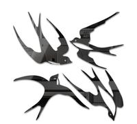 Bianriche Espejo acrílico adhesivo de pared extraíble golondrina calcomanías murales para el hogar baño sala de estar dormitorio decoración - negro