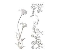 Bianriche Espejo acrílico adhesivo de pared extraíble lirio de cala calcomanías de pared murales para el hogar sala de estar dormitorio baño decoración plata