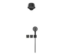 BiaoTeng Columna de Ducha Redonda Empotrada, 4 Modos agua Fría y Caliente Laton Conjunto de Ducha Moderno Negro + Oro Rosa