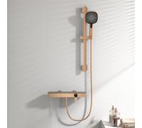 BiaoTeng Grifo Bañera con Barra de Ducha Pared 3 Modos agua Fría y Caliente Set Grifo para Bañera y Ducha Cascada Laton Oro Rosa Cepillado