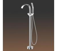 BiaoTeng Grifo Bañera de Pie y Ducha Cromo Laton | Grifo Bañera y Ducha Cascada agua Fría y Caliente Montado en el Suelo