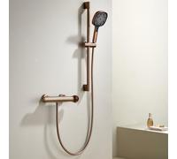 BiaoTeng Grifo Bañera y Ducha con Barra 3 Modos agua Fría y Caliente Grifo Bañera y Ducha con Alcachofa Oro Rosa Cepillado