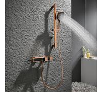 BiaoTeng Grifo Bañera y Ducha con Barra 3 Modos agua Fría y Caliente Grifo Bañera y Ducha Laton Oro Rosa Cepillado