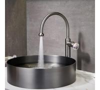 BiaoTeng Grifo de Lavabo Clasico Gris Acero Inoxidable | 2 Modos Grifo Baño Multifunción Giratorio 360 Monomando agua Fría y Caliente para Sobre Encimera