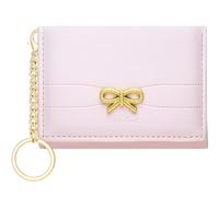 BIAOTIE Coquette - Cartera con lazo para mujer, pequeña cartera delgada y triple con llavero, bonito tarjetero estético para niña, Rosado, Trifold