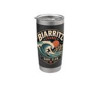 Biarritz France Surf Club Surfista Vaso térmico de acero inoxidable de doble pared