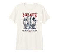Biarritz France Surf Summer - Estampado Desgastado Camiseta Premium