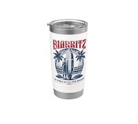 Biarritz France Surf Summer - Estampado desgastado Vaso térmico de acero inoxidable de doble pared
