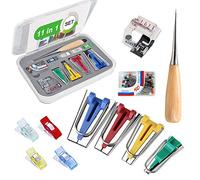 Bias Tape Maker Set, herramienta para sesgo con pies para máquina de coser, Sewing Clips, punzón para coser, alfileres con cabeza, 60 piezas Kit de costura Bias Binding Maker Quilting and Patchwork