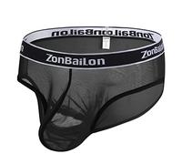 BIATWOWR Calzoncillos de malla sexy para hombre, elásticos, transpirables, suaves, holgados, 1 paquete:negro, M