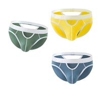 BIATWOWR Ropa interior para hombre, ropa interior sexy de bambú, ultra suave, transpirable, elástico, paquete de bikini, 3*Multi 01, M