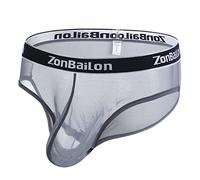 BIATWOWR Ropa interior sexy para hombre, de malla, elástica, transpirable, suave, holgada, letras, M, L, XL, 2XL, 3XL, 1 paquete: gris, XXL