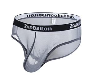 BIATWOWR Ropa interior sexy para hombre, de malla, elástica, transpirable, suave, holgada, letras, M, L, XL, 2XL, 3XL, 1 paquete: gris, XXL
