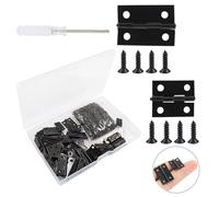 Biaungdo 80 mini bisagras de metal, rotación de 180 grados, minibisagras para gabinete, joyero, armario, accesorios de bricolaje con clavos de montaje (18 x 15 mm y 24 x 16 mm, negro)