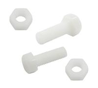 Biaungdo Juego de 30 pares de pernos hexagonales de nailon M8 x 25 mm, pernos hexagonales de plástico blanco, rosca completa, tornillos y tuercas
