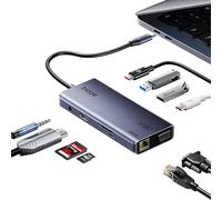 BIAZE Adaptador multipuerto USB C 10 en 1, HDMI y VGA 4K60Hz, carga PD de 100 W, Gigabit Ethernet, USB 3.0, lector de tarjetas SD/TF, audio de 3.5 mm, para MacBook, iPad, Dell, HP y más portátiles