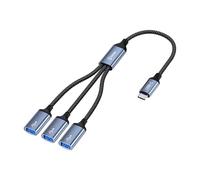 Biaze HUB62 USB Splitter 1 zu 3, 480Mbps TypA Y Splitter Cable, Dual USB 2.0 Adapter 1 Stecker zu 3 Buchse für Lade/Daten Übertragungsung, Dock-Stromteiler Kompatibel mit Mac,Macbook,Auto,Xbox, PS4