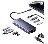 Biaze ZH393 10 en 1 USB-C Hub Multiport Adapter 4K60Hz HDMI & VGA, 100WPD, Gigabit Ethernet, USB3.0, lector de tarjetas SD/TF, conector de audio de 3,5 mm, para MacBook, iPad, Dell y otros ordenadores