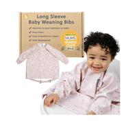 BIBaDO Baberos con mangas para bebés de 6 a 36 meses, se fija a sillas altas, cochecitos, mesas, Conejitos botánicos, talla única