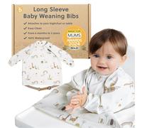 BIBaDO Baberos con mangas para bebés de 6 a 36 meses, se fija a sillas altas, cochecitos, mesas, Espaguetis Serengeti, talla única
