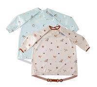 BIBaDO - Baberos de manga larga para bebé - Bebés y niños pequeños de 6 a 36 meses - Babero de destete para bebé con cubrepañales - Fácil de limpiar y de tela suave - Se adjunta a tronas y mesas