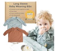 BIBaDO - Baberos de manga larga para bebés y niños pequeños de 6 a 36 meses - Babero de destete LED para bebés - Fácil de limpiar, suave e impermeable