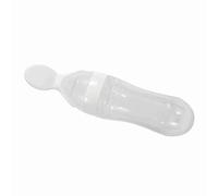 Biberón, 90 Ml, con Tetina Lenta, Biberón de Silicona para Niños Pequeños con Cuchara, Alimentador Exprimidor de Cereales, Caliente (WHITE)