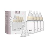 Biberón BIBS 150 ml, tetina de Silicona, pack de 4 - Anticólicos, sin BPA, tetina redonda, ligero y fácil de limpiar, adecuado para recién nacidos, 0+ años (Pack de 4 + 2 tetinas extra) - Ivory