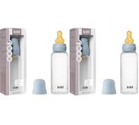 Biberón BIBS 270 ml, tetina de látex de caucho natural - Anticólicos, sin BPA, tetina redonda, flujo medio, ligero y fácil de limpiar, adecuado para recién nacidos, 0+ años (Paquete de 2)