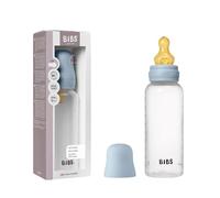 Biberón BIBS 270 ml, tetina de látex de caucho natural - Anticólicos, sin BPA, tetina redonda, flujo medio, ligero y fácil de limpiar, adecuado para recién nacidos, 0+ años