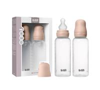 Biberón BIBS 270 ml, tetina de Silicona, pack de 2 - Anticólicos, sin BPA, tetina redonda, ligero y fácil de limpiar, adecuado para recién nacidos, 0+ años - Blush