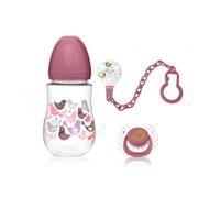 Kiokids Set Bebé Biberón 250ml + Chupete + Sujeta Chupete
