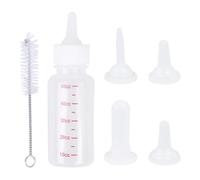 Biberón de Leche para Mascotas 50ml Transparente, Silicona PP | Tetinas Intercambiables y Cepillo, Escala Visible, Boquilla 0,7cm, para Gatitos y Cachorros Color Aleatorio