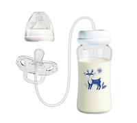 Biberón Manos Libres 3 En 1 Anticólicos Cuello Ancho, 300ml Biberón De Leche De Flujo Rápido Ajustable Con Tetina Y Pajita, Prueba De Fugas Portátil, Viaje, Hogar, Camping, Dormitorio, Guardería