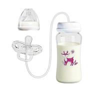 Biberón Manos Libres 3 En 1 Anticólicos Cuello Ancho, 300ml Biberón De Leche De Flujo Rápido Ajustable Con Tetina Y Pajita, Prueba De Fugas Portátil, Viaje, Hogar, Camping, Dormitorio, Guardería