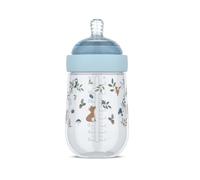 Mepal - Biberón Mio Little Dutch - Tapa transparente para almacenamiento - Anticólicos Biberones - Diseño en espiral evita obstrucciones - Silicona de grado médico - 240 ml - Forest Friends