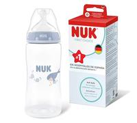NUK First Choice Biberón | 3+ meses | 300 ml | Biberón anticólicos | PP | Indicador de control de temperatura | Ballena | 1 unidad