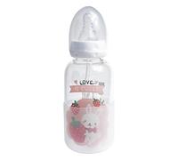 Biberón para adultos Botella de cristal tapa protectora lindo impreso alimentación sin BPA ventosa silicona 300 ml en juego vaso pajita Straw-Love is Sweet