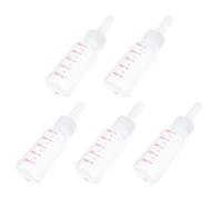 Biberón para Mascotas Tetina, 5 Juegos, 50ml, Blanco | Silicona y Pp, Escala Graduada, Incluye Cepillo y Accesorios Completos para Alimentación Manual