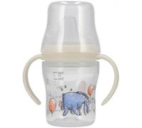 Biberón seguro para aprender a beber, asas, anticolic, con tetina de silicona antiderrame (DISNEY Winnie the Pooh B, 150, Mililitros)