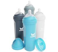 Biberones anticólicos Herobility Double - 12 fl oz / 340 ml - Paquete de 4 - Biberones multicolores, Blanca, gris, azul hierro, azul