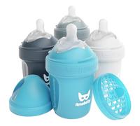 Biberones anticólicos Herobility Double - 140 ml (5 fl oz) - Paquete de 4 - Biberones multicolores Blanca, gris, azul hierro, azul