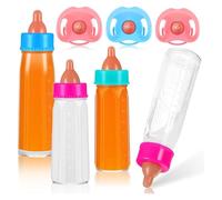 Biberones para muñecas con Leche Que desaparece, 7 Piezas/Juego de biberones de Juguete para muñecas con chupetes, Accesorios para de simulación para niños